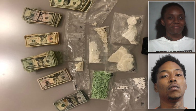 Cash and drugs seized from a Lake Wales motel room next two Carlos Williams and Shanell Mickel.