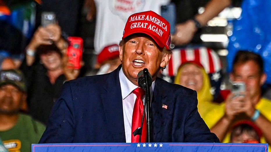 Former US President Donald Trump speaks during a "Save America" rally in support of US Senator Marco Rubio (R-FL) ahead of the midterm elections at Miami-Dade County Fair and Exposition in Miami, Florida, on November 6, 2022.