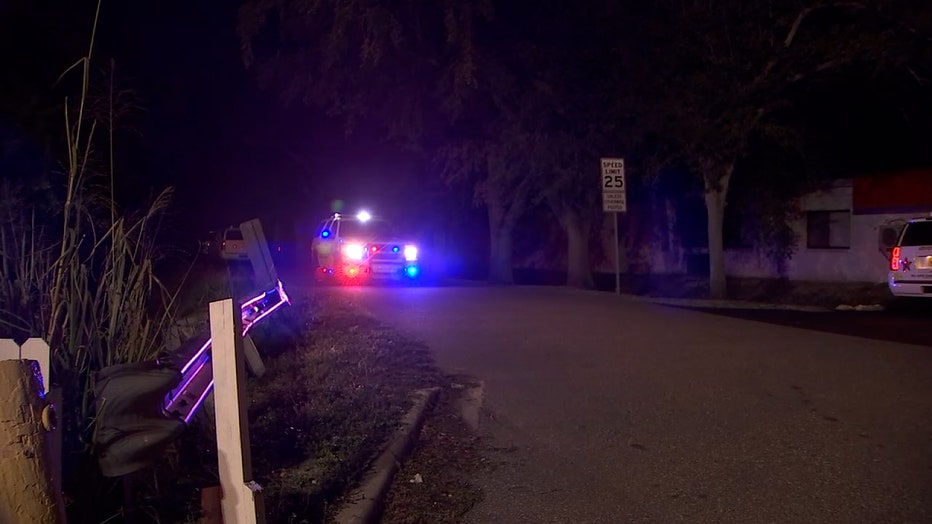 Scene shows patrol vehicle at the scene of shooting on 66th Lane North in St. Pete.
