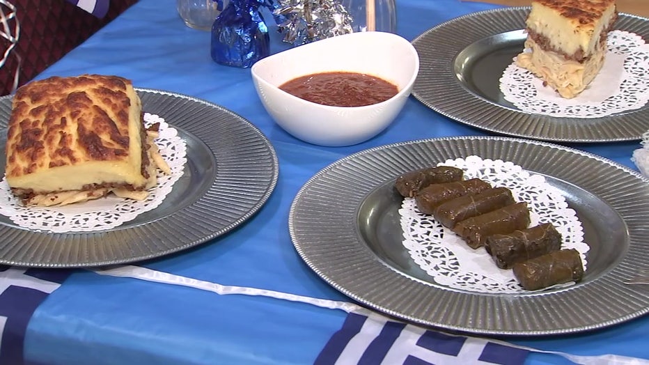 Assortment of Greek foods. 