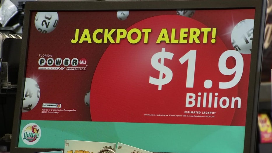 The Powerball jackpot has reached $1.9 billion.