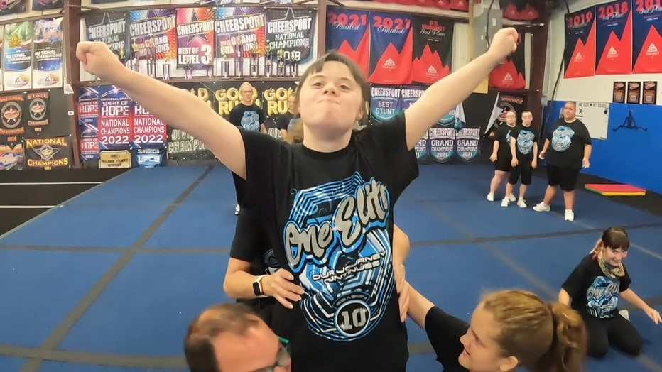 One Dream cheerleaders at practice.