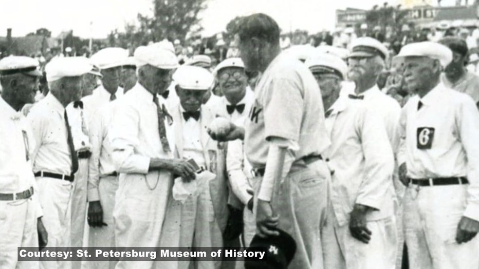 A vintage photograph at the St. Petersburg Museum of History shows Babe Ruth visiting the team in 1933. 