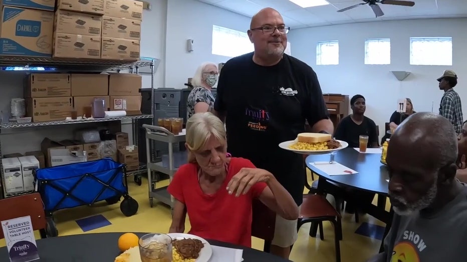 Joel Sitloh is a recovering alcoholic who gives back to others by serving meals at the Trinity Cafe. 