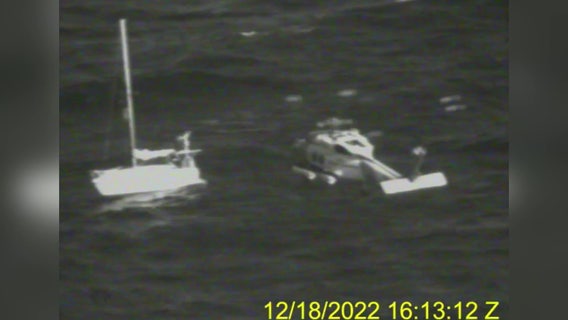 Coast Guard crews conduct helicopter rescue for sailboat of Pasco County's coast