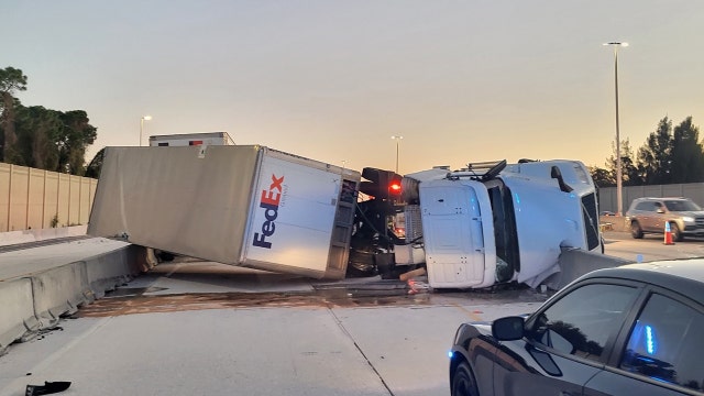 Semi-truck flips on I-275 in Pinellas County, closes interstate for three hours