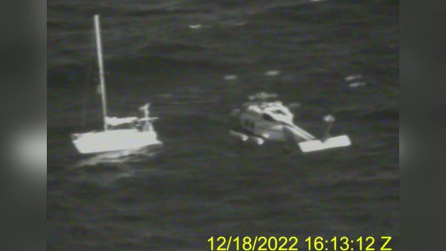 Coast Guard crews conduct helicopter rescue for sailboat of Pasco County's coast