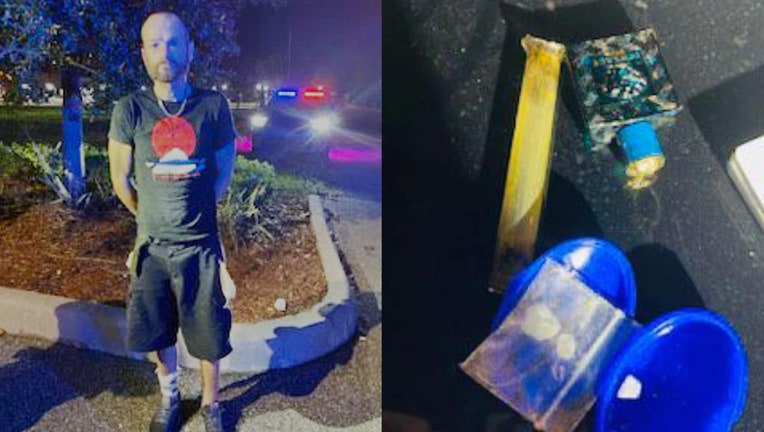'Brad' next to items he is accused of trying to steal. Image is courtesy of the Osceola County Sheriff's Office.