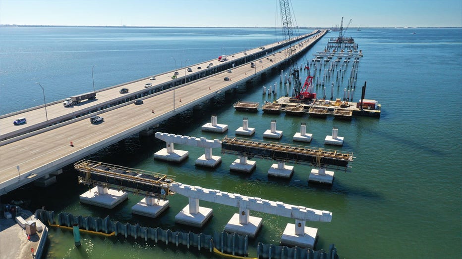 Ongoing construction of new Howard Frankland Bridge