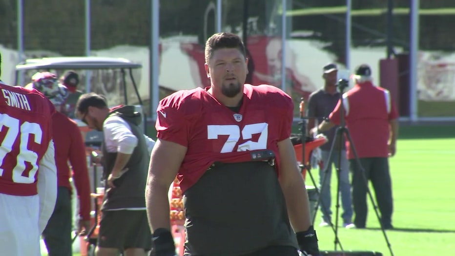 Tampa Bay Buccaneer Josh Wells during Bucs practice. 