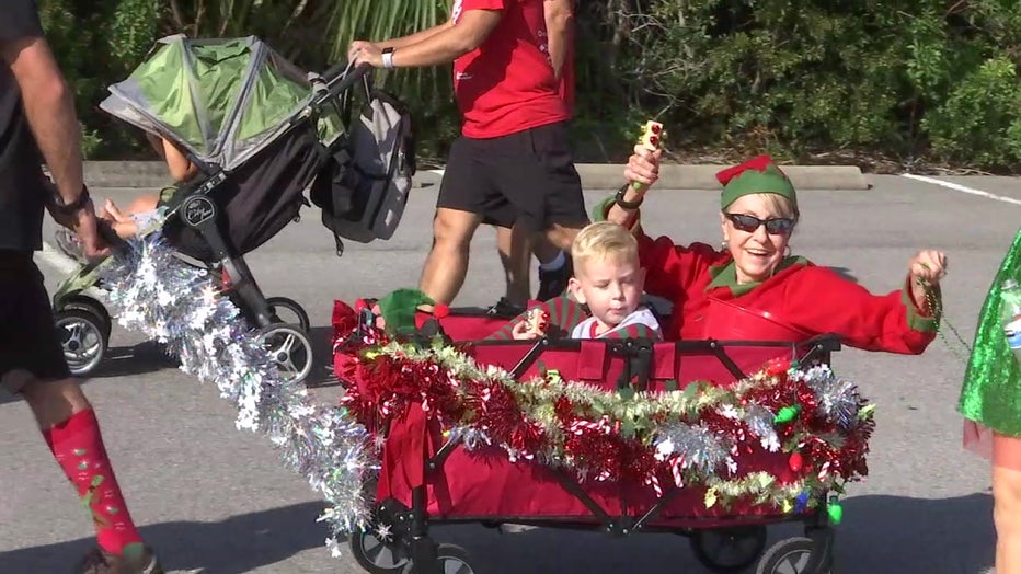 The runners and walkers were decked out in their finest holiday attire for the event.
