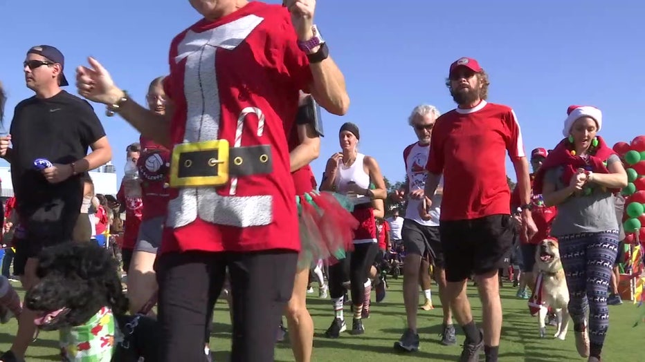 Hundreds of runners took part in the Arthritis Foundation's annual Jingle Bell Jog to raise money and awareness for the disease.