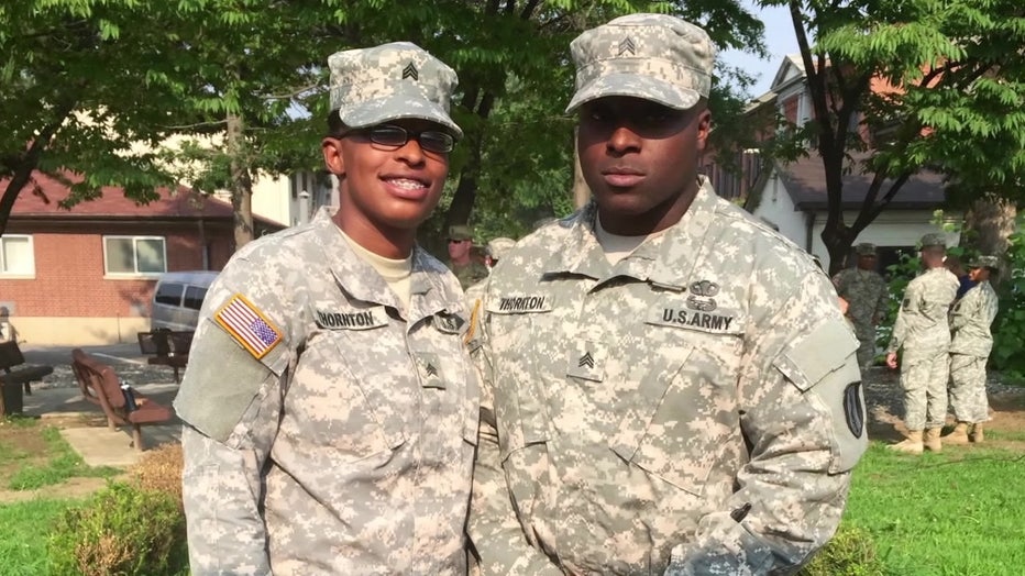 Danielle Thornton and her husband, who passed away after collapsing during physical training.