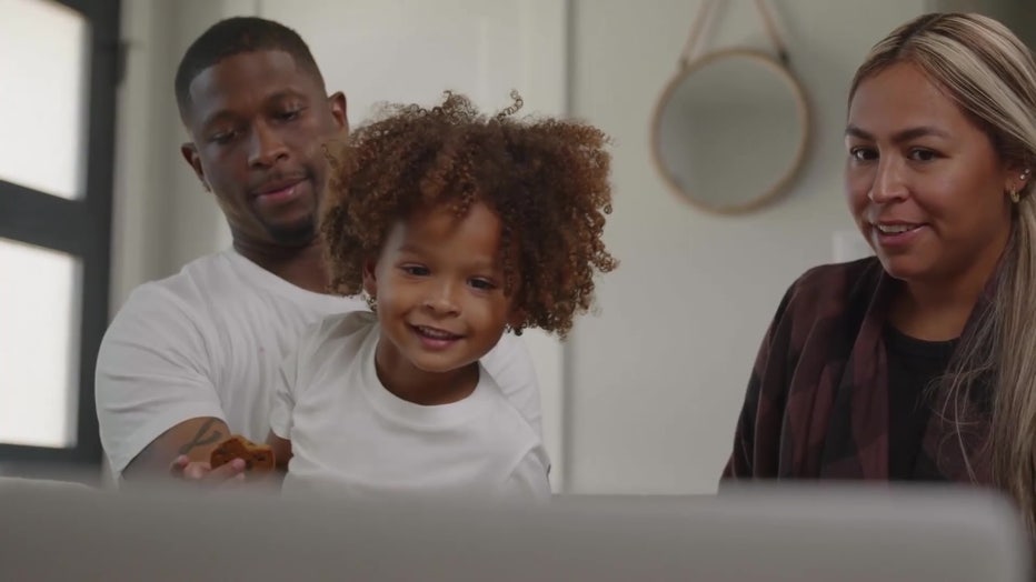 A child and her parents attend a virtual autism screening.