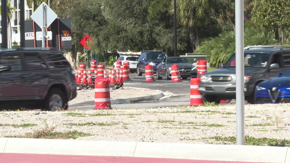 Construction on the roundabout is still underway. 