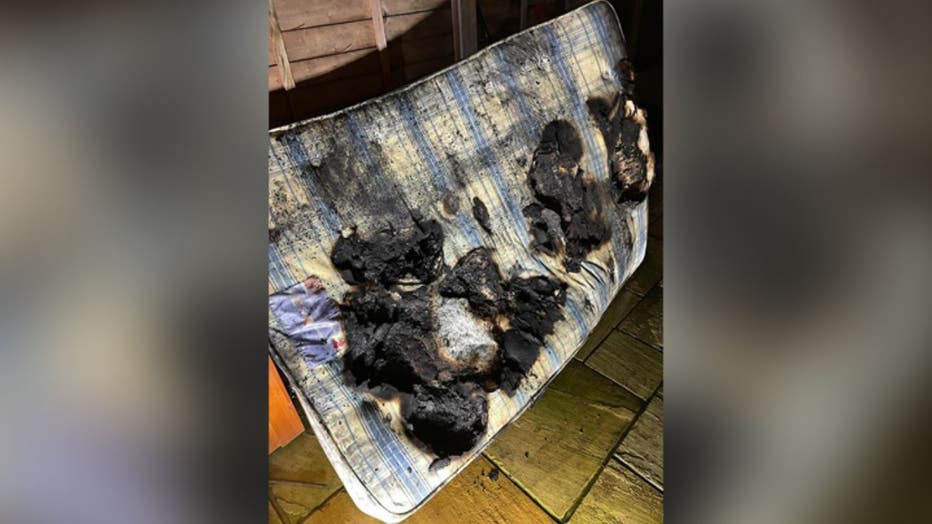 Photo of burned mattress