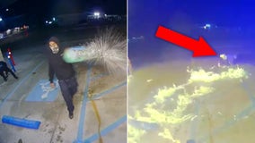 Suspected California arsonists set themselves on fire while attacking business, video shows