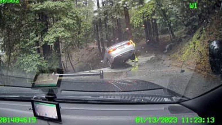 Car falls off cliff in California