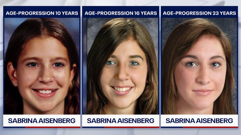 Age-progression images of Sabrina Aisenberg courtesy of the National Center for Missing and Exploited Children. 