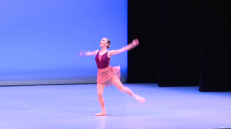 A young ballerina performs at the Straz Center. 