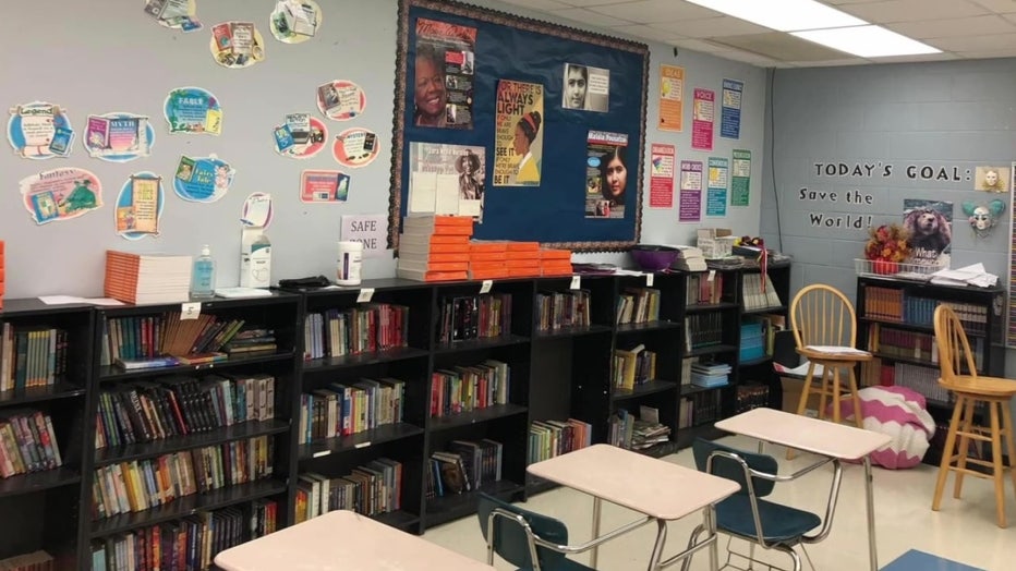 Teachers covered books in their classroom following confusion over what books were permitted. 