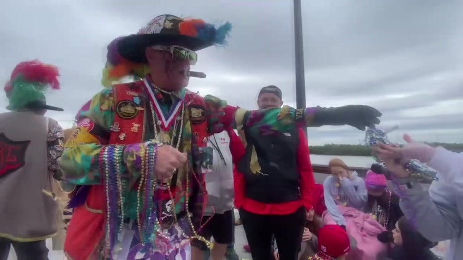 Captain Truett Gardner leads Ye Mystic Krewe of Gasparilla.