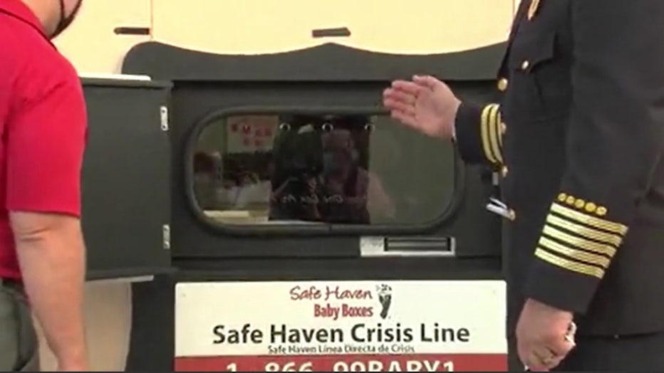The outside of the Safe Haven Baby Box at the fire station in Ocala, Florida.