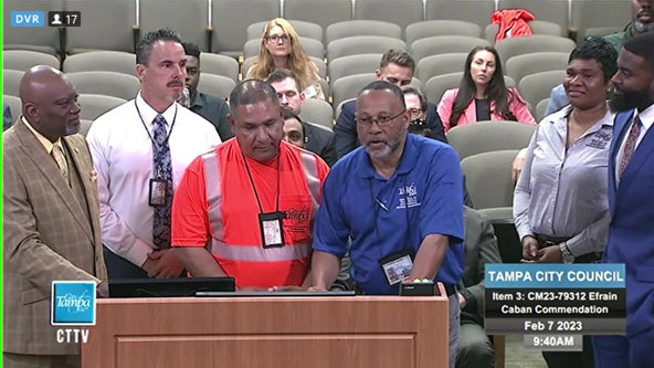 Tampa sanitation worker given commendation after saving man trapped inside garbage truck
