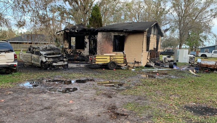 The house that burned early Sunday morning killing one man and injuring a child. Image is courtesy of the Hardee County Sheriff's Office.