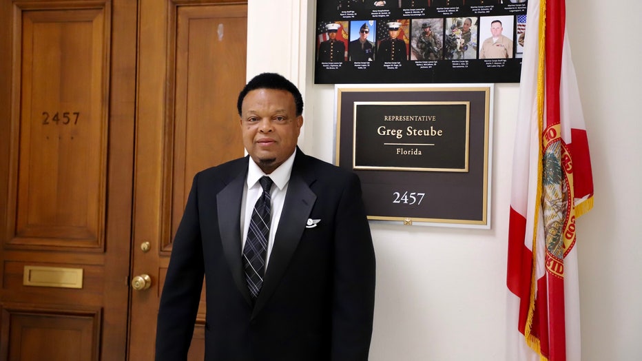 Congressman Steube arranged for "Woodie" to go to Washington D.C. as a way of saying thank you for helping him after he fell. Image is courtesy of Darrell Woodie. 