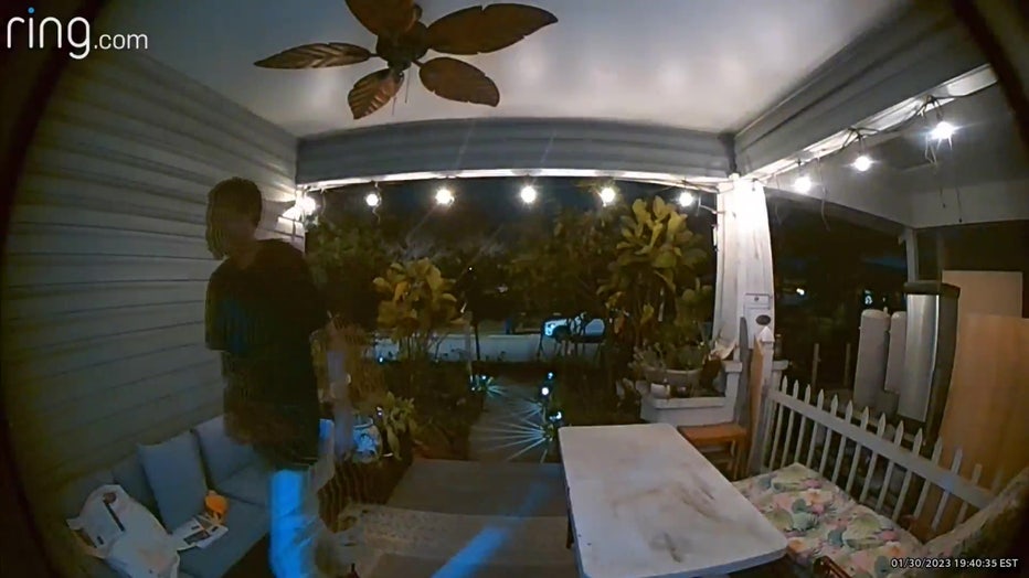 Ring footage shows a suspect identified as Jordan Davis peering into Rachel Cronin's home. 