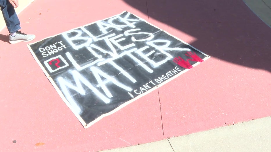A Black Lives Matter sign at the Tampa Tyre Nichols protest.