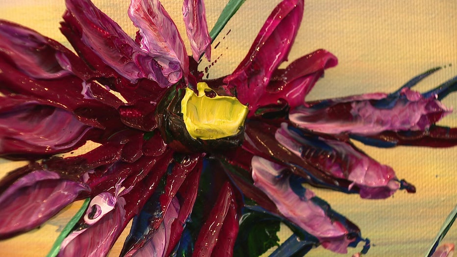 A flower painted by artist Maya Eventov.