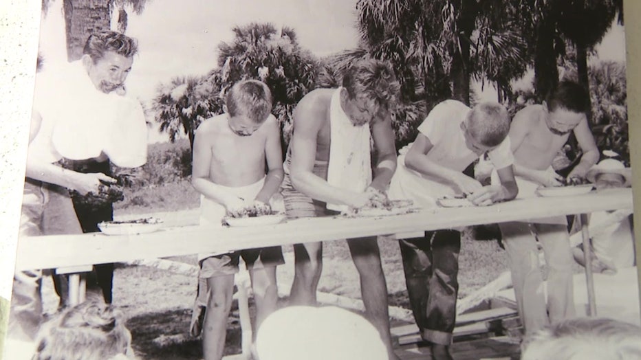 Black and white image on display in the Woody Thayer exhibit. 