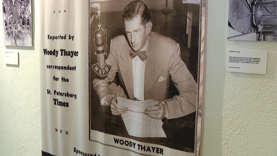 Woody Thayer's image on display as part of the exhibit. 