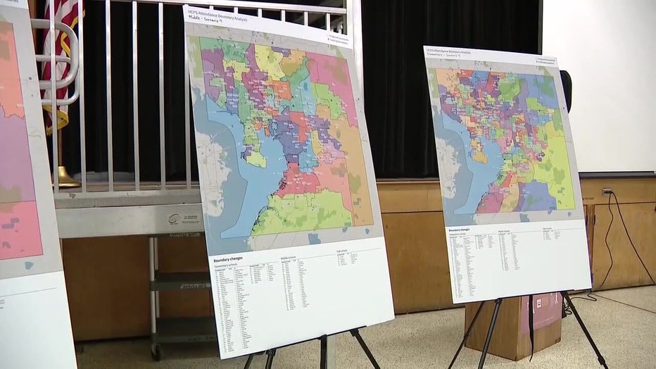 Maps show potential changes to Hillsborough school boundaries. 