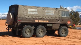 Group saved from snowy trail thanks to rescuer's six-wheel drive Pinzgauer