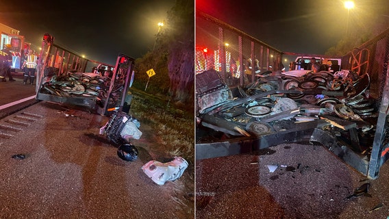 FHP: Motorcyclist dies after crashing into trailer full of vehicle parts on I-75
