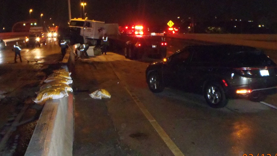 An early Monday morning crash closed I-275 northbound near downtown. Image is courtesy of the Florida Highway Patrol.