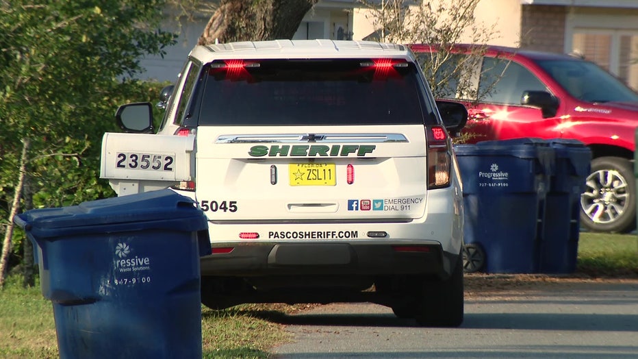 PCSO vehicle on scene of shooting. 