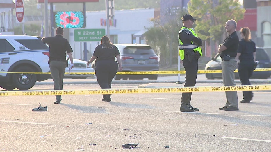 Officers investigate a fatal crash involving a bicyclist on Fowler Avenue. 