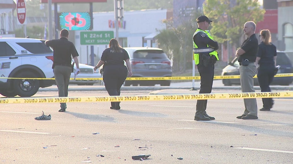 Officers investigate a fatal crash involving a bicyclist on Fowler Avenue.