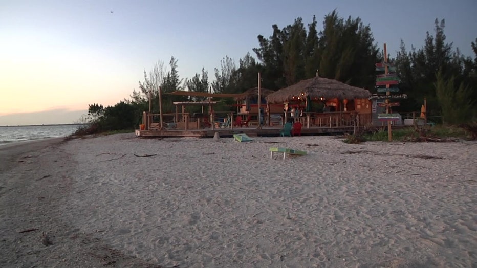 The owners of Beer Can Island put in a tiki bar. 