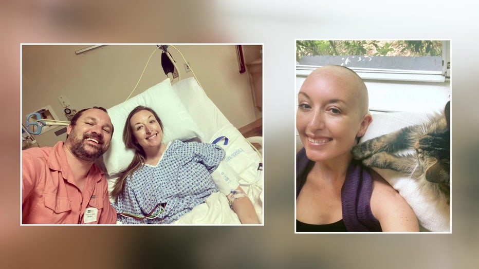 Williams in a hospital bed and after she lost her hair.