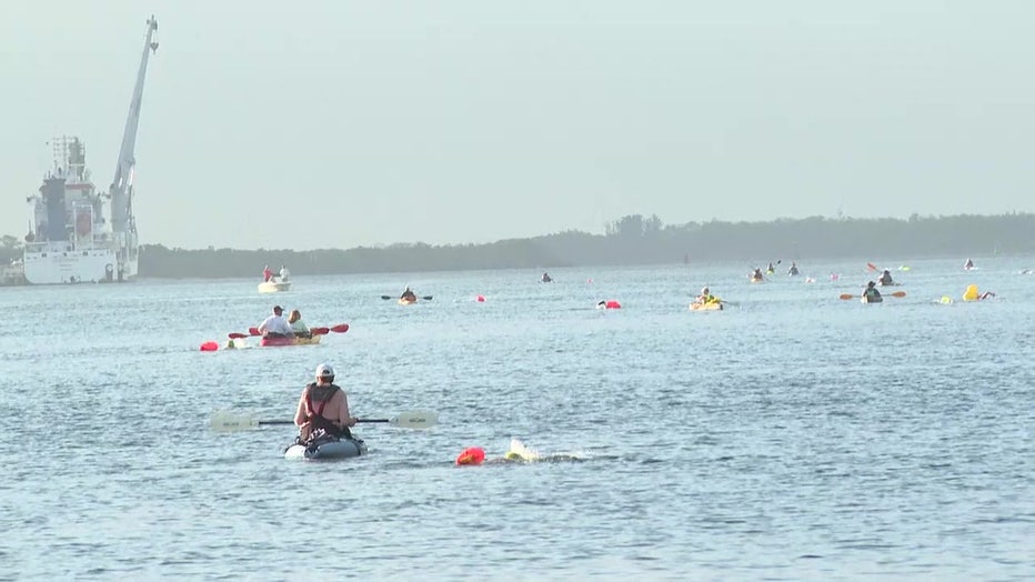 The open-water swim raised money for the Crisis Center of Tampa Bay. 