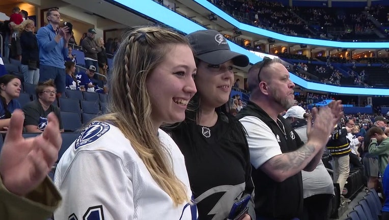 David Clegg and his family at a Lightning game.