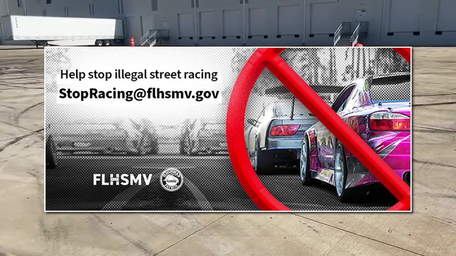 Anyone who hears about an illegal street race is asked to contact authorities. 