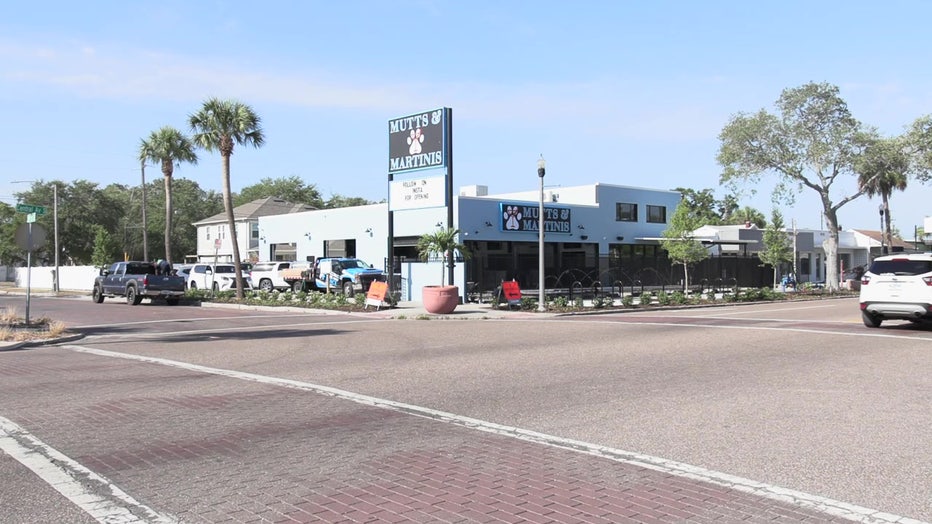 Exterior of Mutts and Martinis bar in St. Pete. 