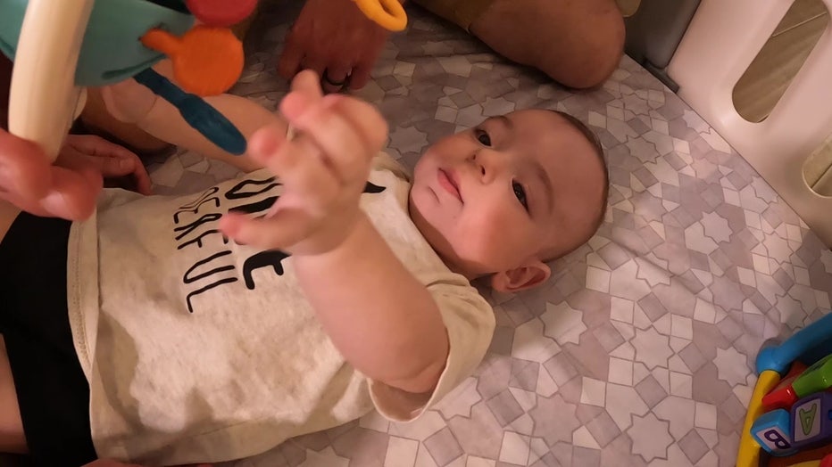 Liam McCasland is now seven months old and weighs 20 pounds.