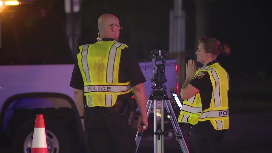 Police at the scene of a fatal hit-and-run that killed a 17-year-old girl. 